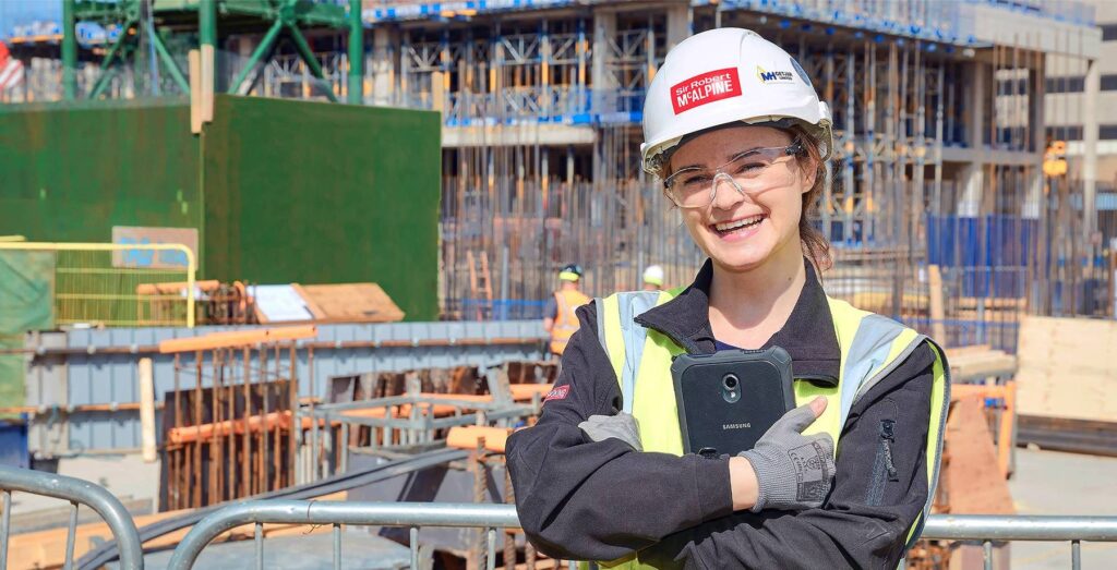 A woman working on a construction site